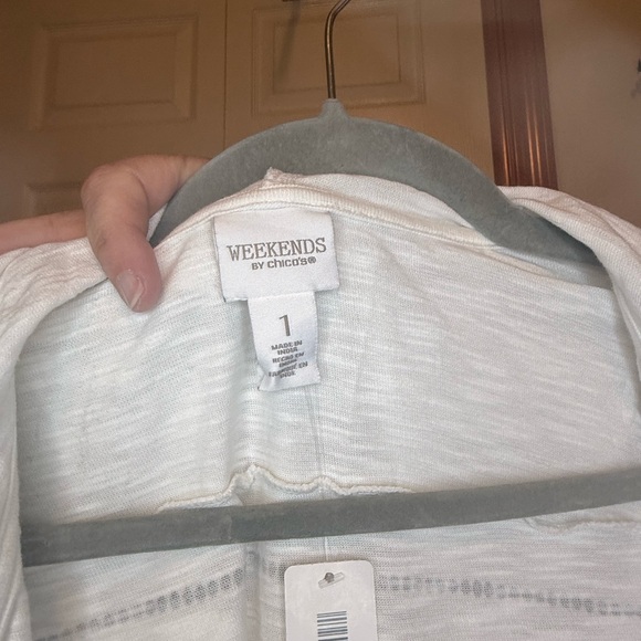 Chico's Black and White Striped Hooded Cardigan-NWT-M - Picture 4 of 7